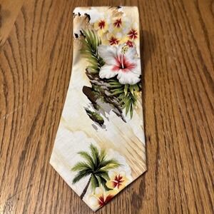 Vintage Pacific Legend Hawaii Tie 100% Cotton Linen Tropical